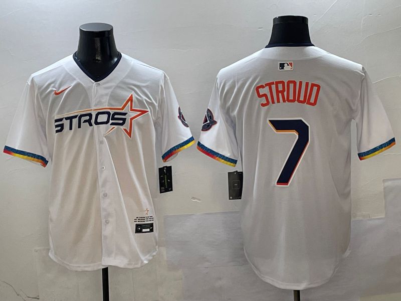 Men Houston Astros #7 Stroud White Fourth generation Joint Name Nike 2025 MLB Jersey style 5